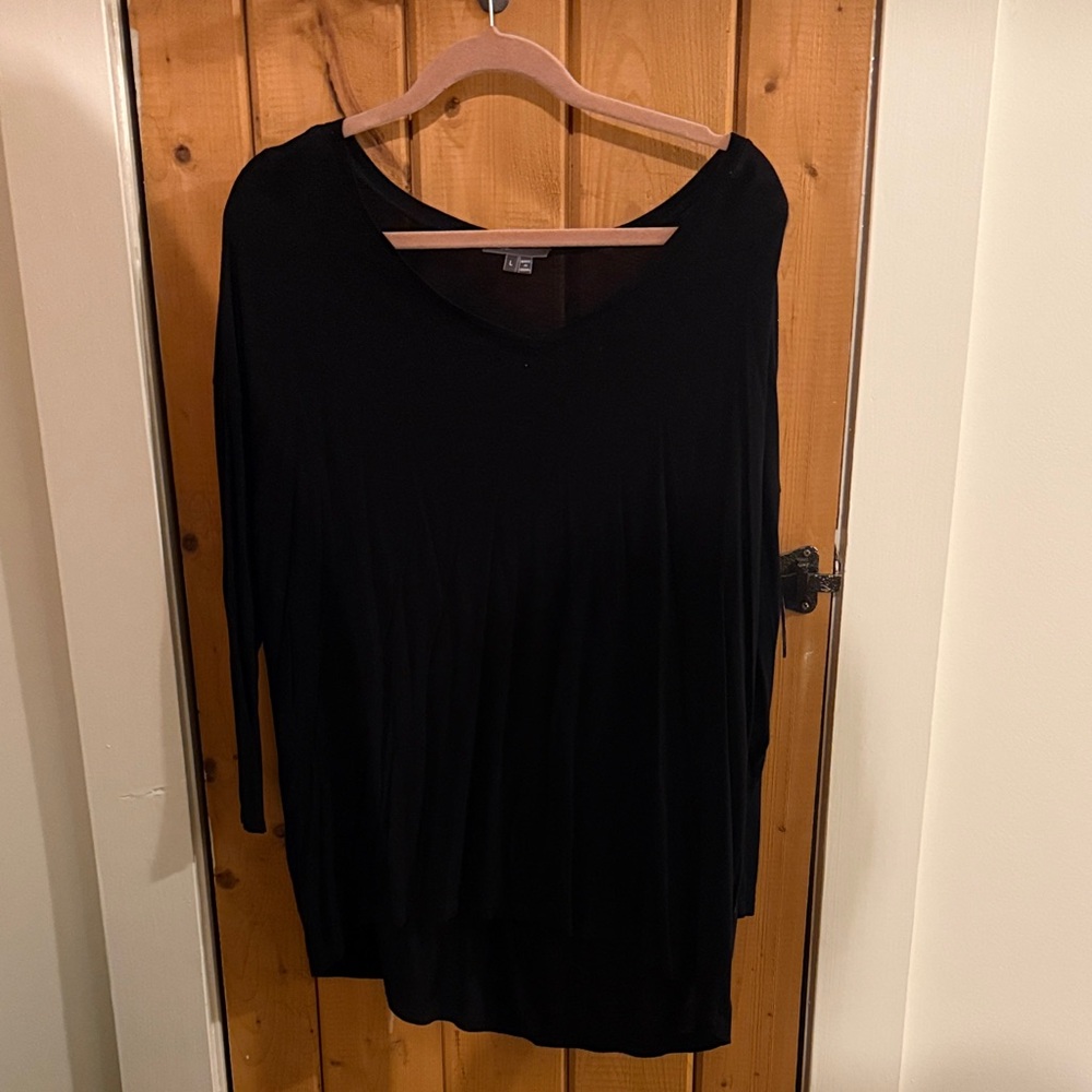 Vince Black Long Sleeve Hi-Low Hem Top